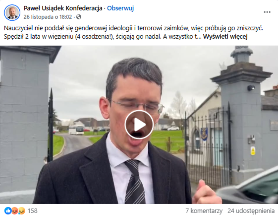 wpis na Facebooku