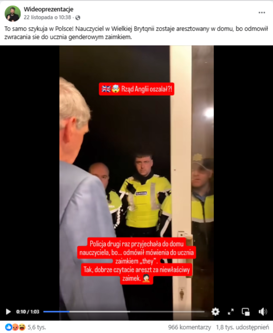 wpis na Facebooku