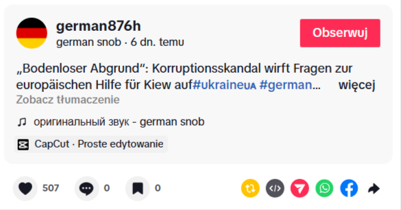Grafika przedstawia zrzut ekranu z konta german876h.
