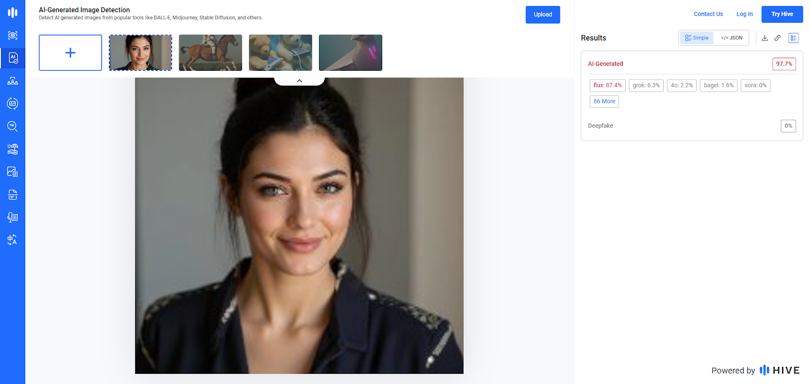 Grafika przedstawia wyniki testu HiveAI.