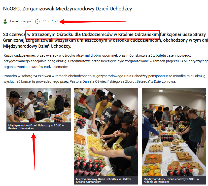 Artykuł ze strony Nadodrzańskiej Straży Granicznej. Wśród załączonych zdjęc widać fotografię, która trafiła do analizowanych wpisów