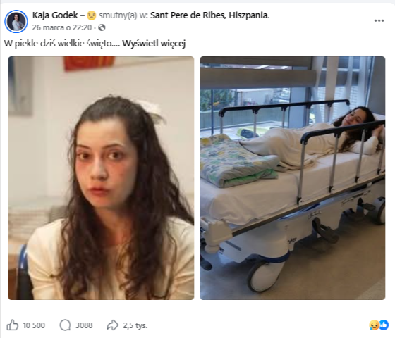 Wpis na Facebooku Kai Godek ze zdjęciem Noeli Castillo Ramos