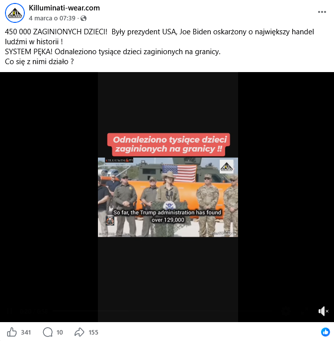 Zrzut ekranu wpisu z Facebooka, na górze podpis i elementy interfejsu platformy.