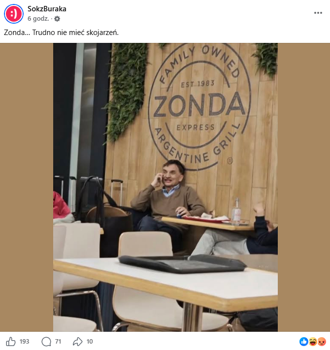 Wpis profilu Sok z Buraka na Facebooku.