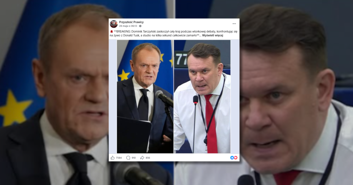Nie było konfrontacji Tuska z Tarczyńskim na wizji. To zmyślona historia