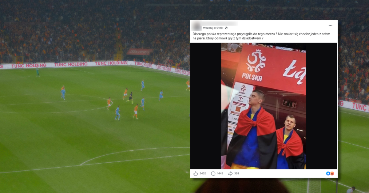 Ukraińcy nie pokazali się na meczu w barwach OUN. To przerobione zdjęcie
