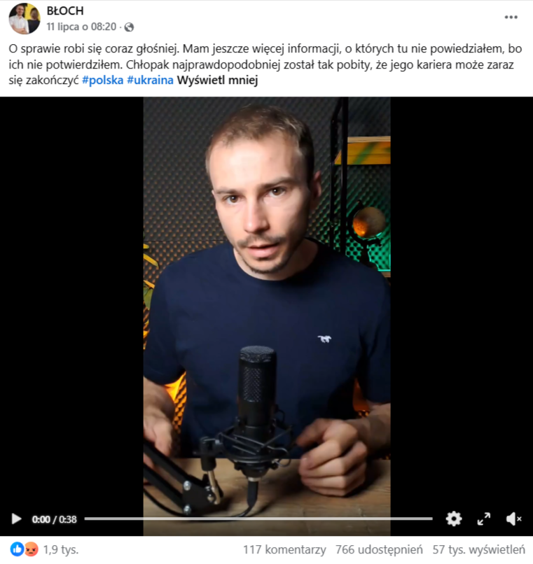 Post z Facebooka o pobiciu nastolatka. Autor posta twierdzi, że ma jeszcze więcej informacji, którymi się nie podzielił, bo ich nie potwierdził.