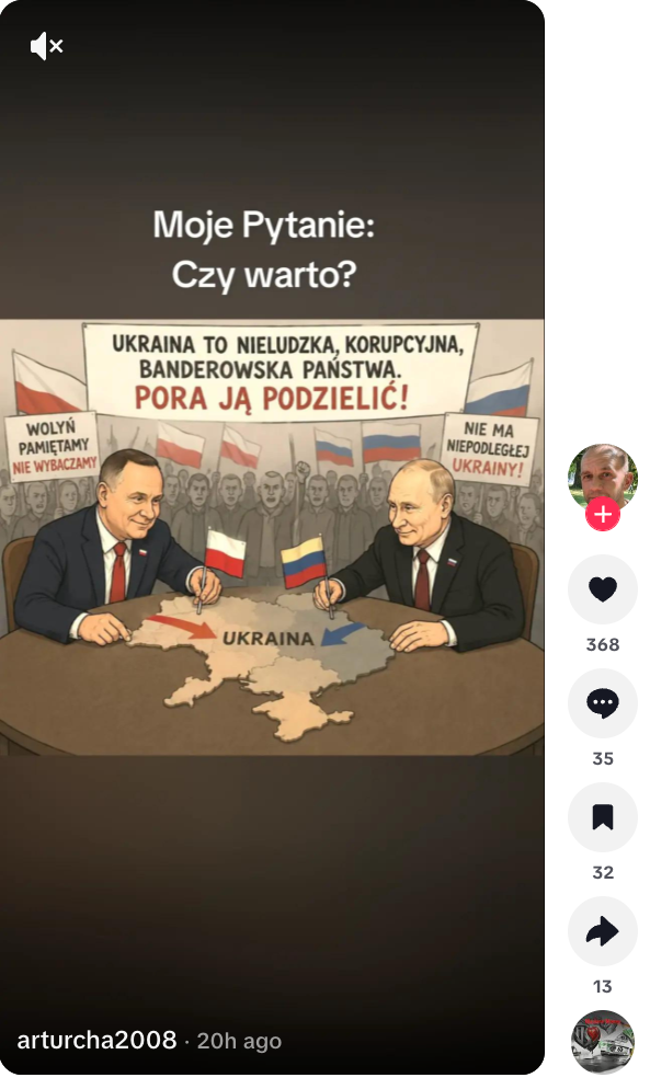 AI grafika pokazująca "rozbiór Ukrainy"